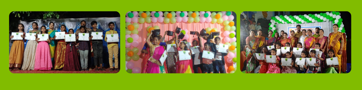 Standard 5 pupils graduating, holding certificates